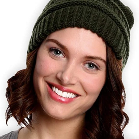 Accessories - Womens Beanie Winter Hat - Warm Chunky Cable Knit Hats - Soft Stretch Thick Cute
